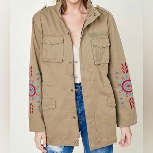Hayden LA Sophie Embroidered Tribal Cargo Jacket